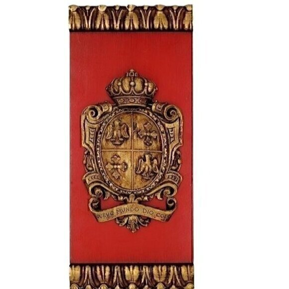 Medieval Wall Plaque Crown Shield Coat of Arms Nuevo Mundo Dio Colon - Picture 1 of 7